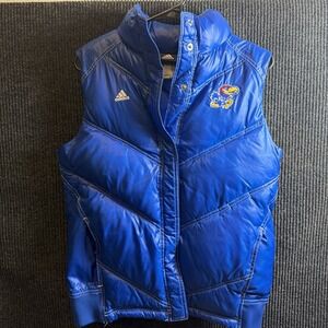 Adidas Kansas University Jayhawks Puffer Vest Women's Medium Blue Button